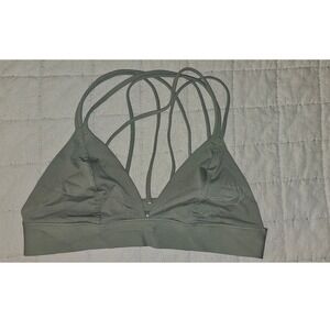 Pink Victoria's Secret Bonded Bralette Olive Green Multi-Strap Cage Back Medium
